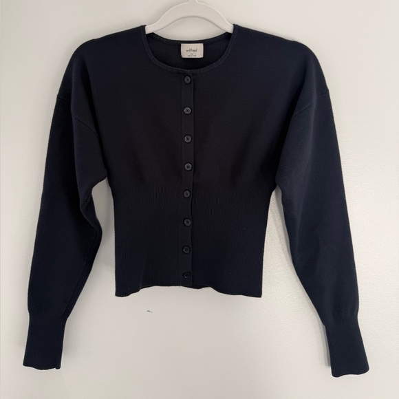 Aritzia Sweaters - Aritzia Wilfred Golightly Cardigan Navy XS – Wonder Yarn Button Front Fitted